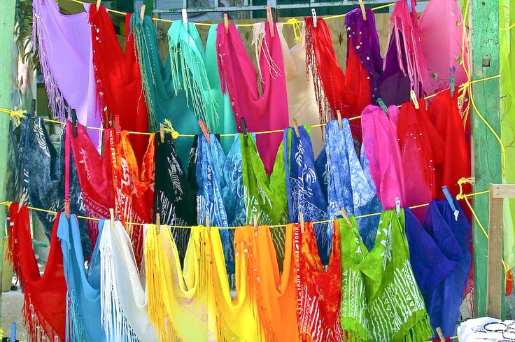Rainbow colors of sarongs in Jamaica (Photo by Steven Gruber courtesy of Pinterest)