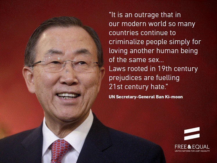 One of the latest appeals for the repeal of 76+ countries' anti-gay laws from U.N. Secretary-General Ban Ki-moon.
