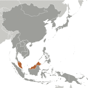 Malaysia's location in Asia.