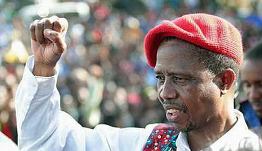 Zambian presidential candidate Edgar Lungu at a political rally. (Photo courtesy of Lusaka Times)
