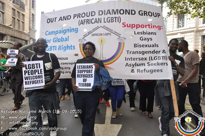 Out and Proud Diamond Group protest in September 2015. (Photo courtesy of OPDG)