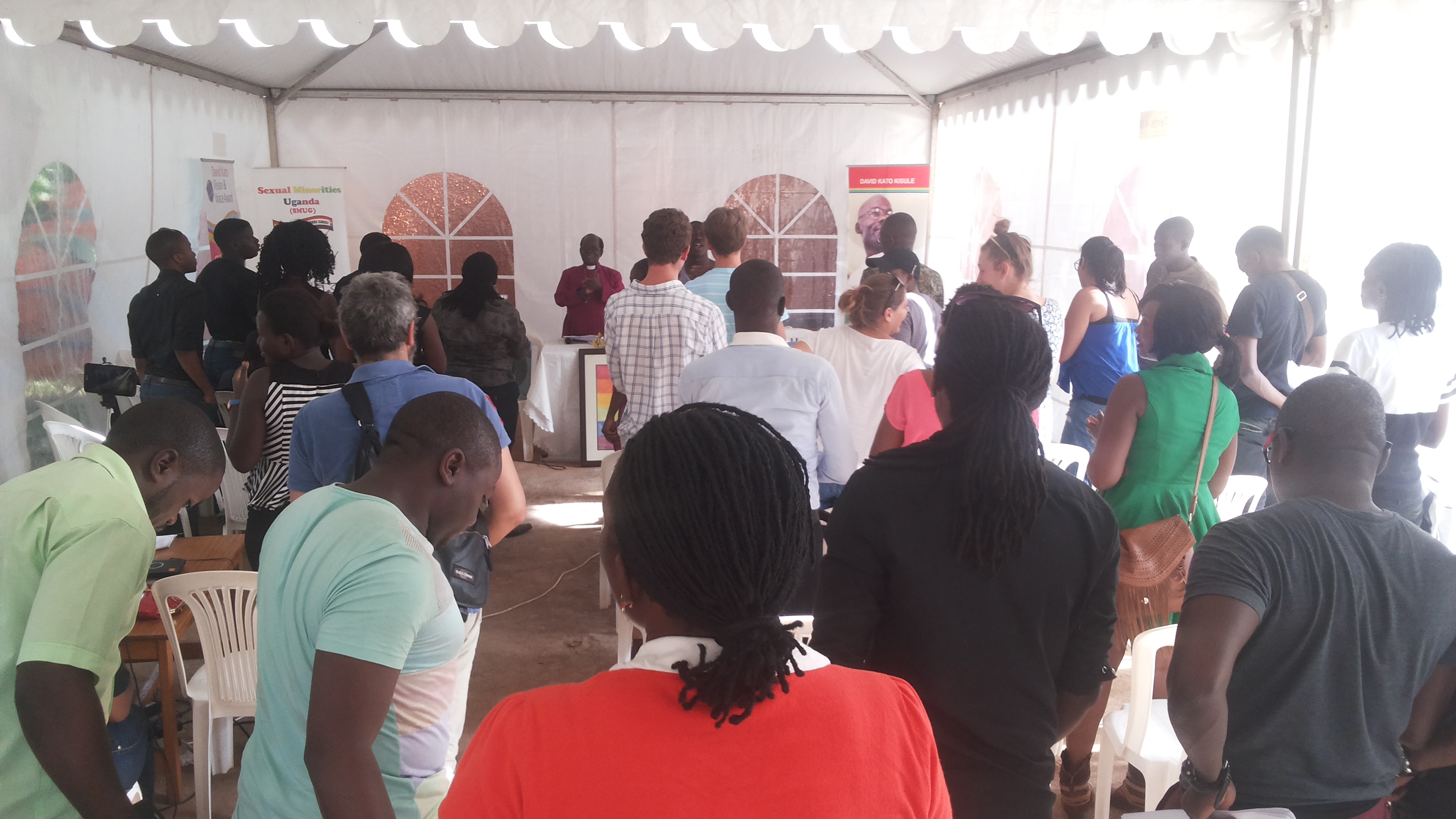 Memorial service for Ugandan LGBTI activist David Kato on the fifth anniversary of his murder. (Photo by Kikonyogo Kivumbi)