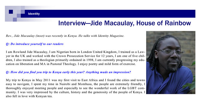 Interview with the Rev. Jide Macaulay in Identity magazine.