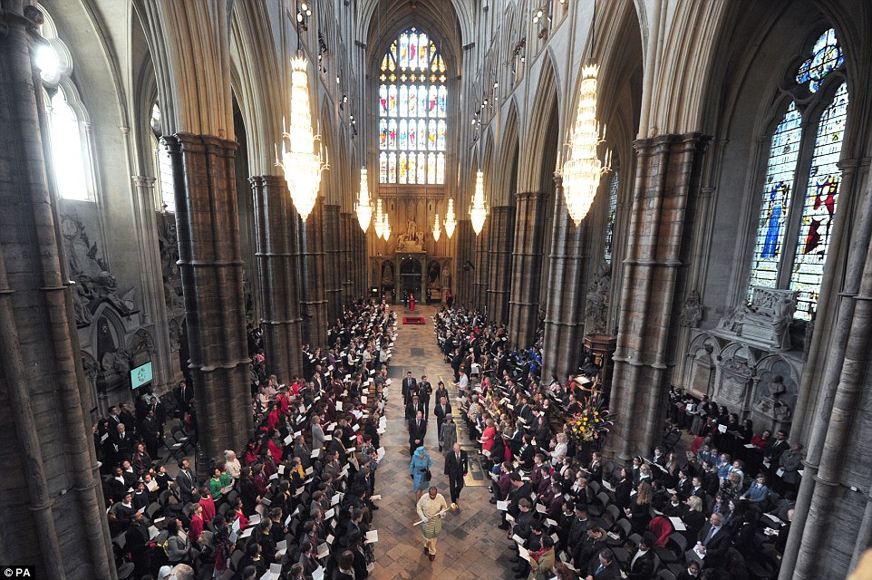 Commonwealth Day procession in Westminster Abbey. (Photo courtesy of the Daily Mail.)