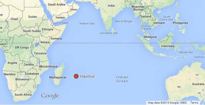 Location of Mauritius east of Madagascar in the Indian Ocean. (Map courtesy of Google and MauritiusInsideOut.com)