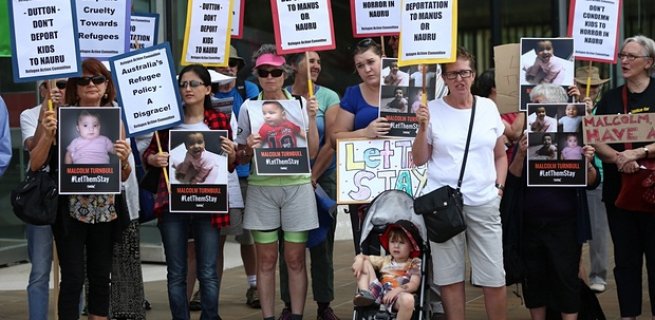 Like many countries, Nauru has human rights problems. In addition to those specified below that affect LGBTI people, it is the focus of Australians' protests against their country's policy of shipping refugees there. (Photo courtesy of SydneyCriminalLawyers.com.au)