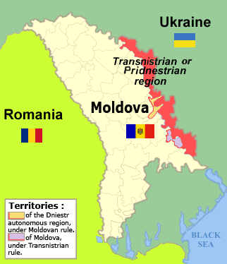 Location of the Transnistria region between Moldova and Ukraine. (Map courtesy of Wikipedia)