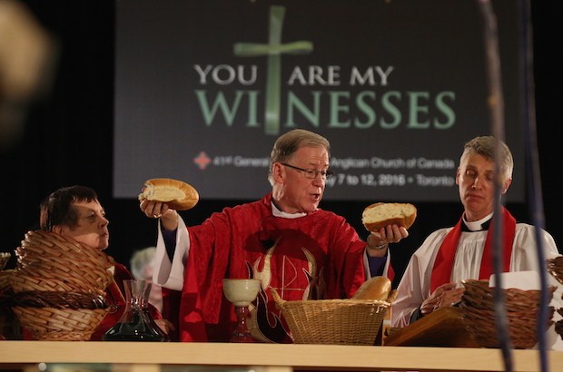 Archbishop Fred Hiltz, primate of the Anglican Church of Canada, celebrates the opening Eucharist at the church's recently concluded general meeting. (Photo courtesy of EpiscopalDigitalNetwork.com)