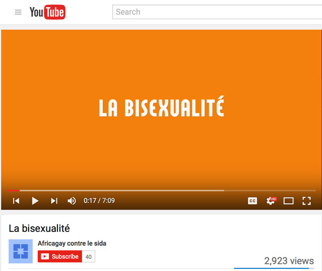 Image from a YouTube video from 2014 by Africagay Contre le Sida (the Africagay Against Aids network)