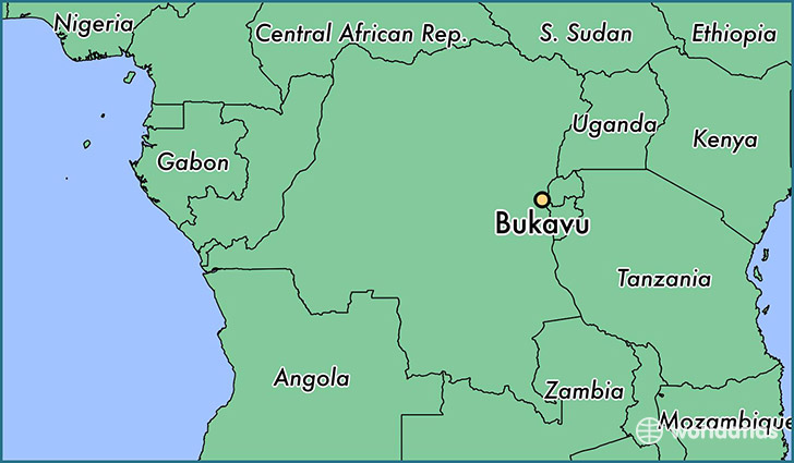 Bukavu is located on the eastern border of the Democratic Republic of the Congo (Map courtesy of World Atlas)