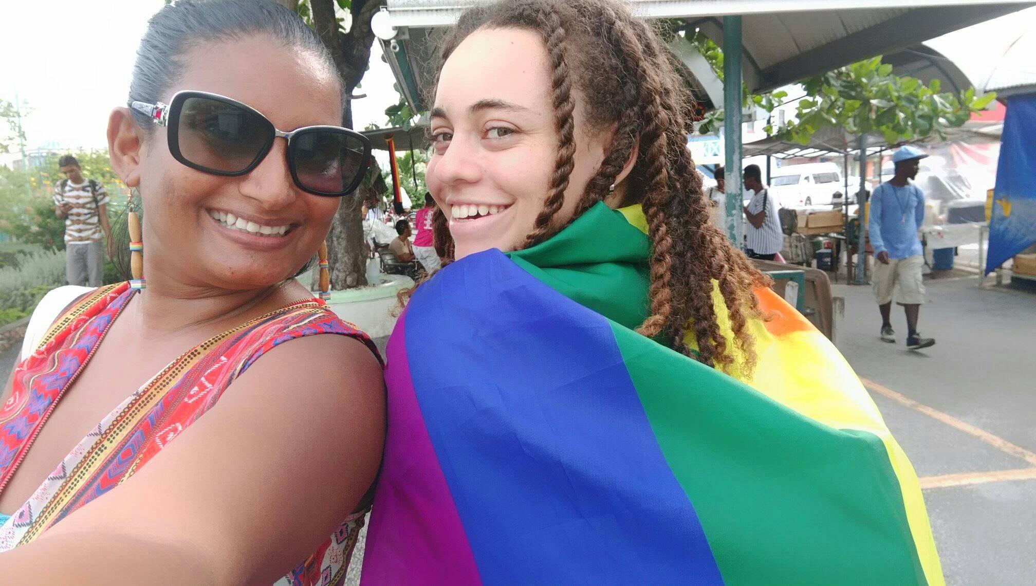 Scene at the Barbados counter-protest. (Photo courtesy of Nastassia Rambarran)