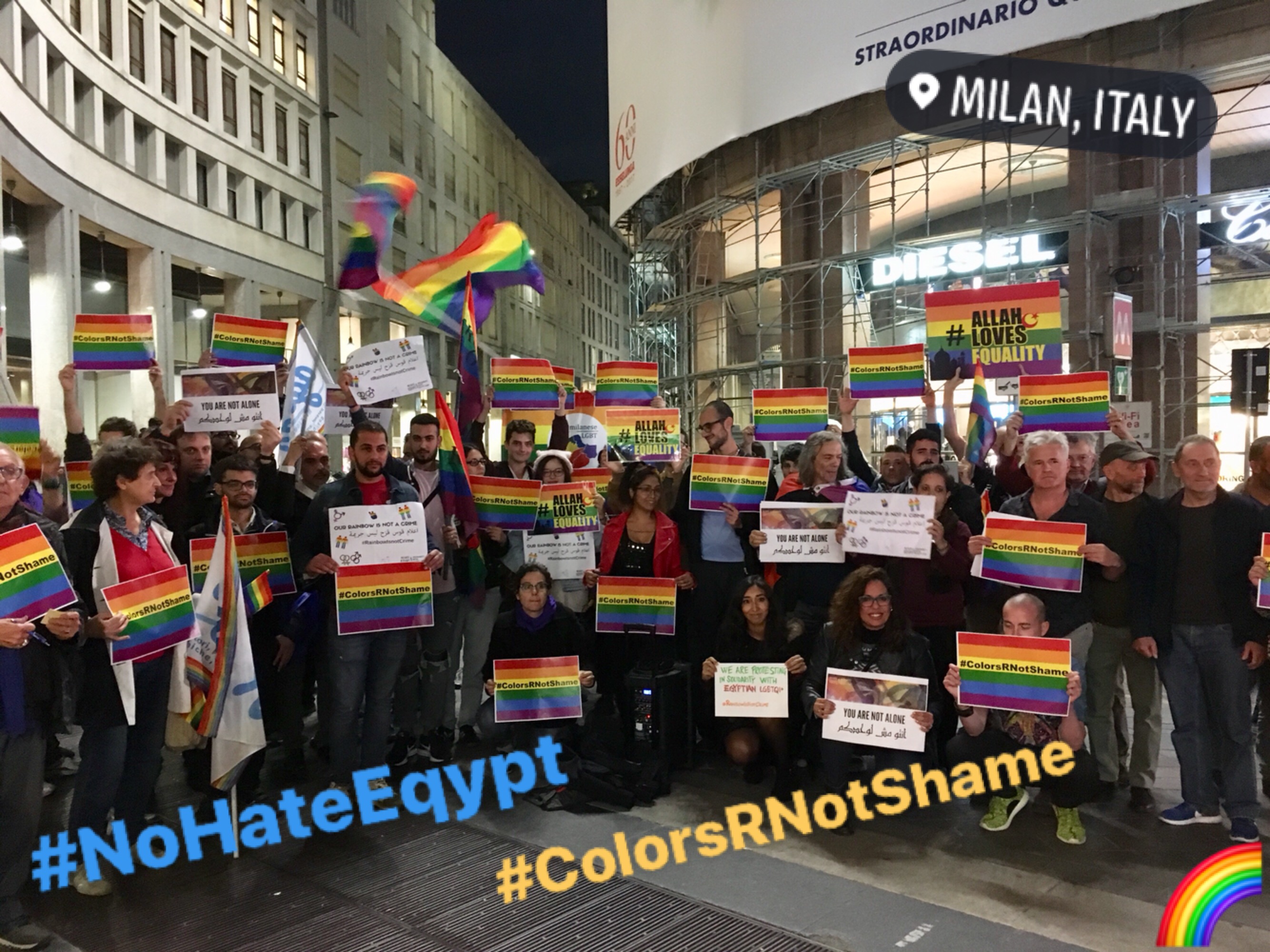 Protesters in Italy oppose Egypt's anti-LGBT crackdown.