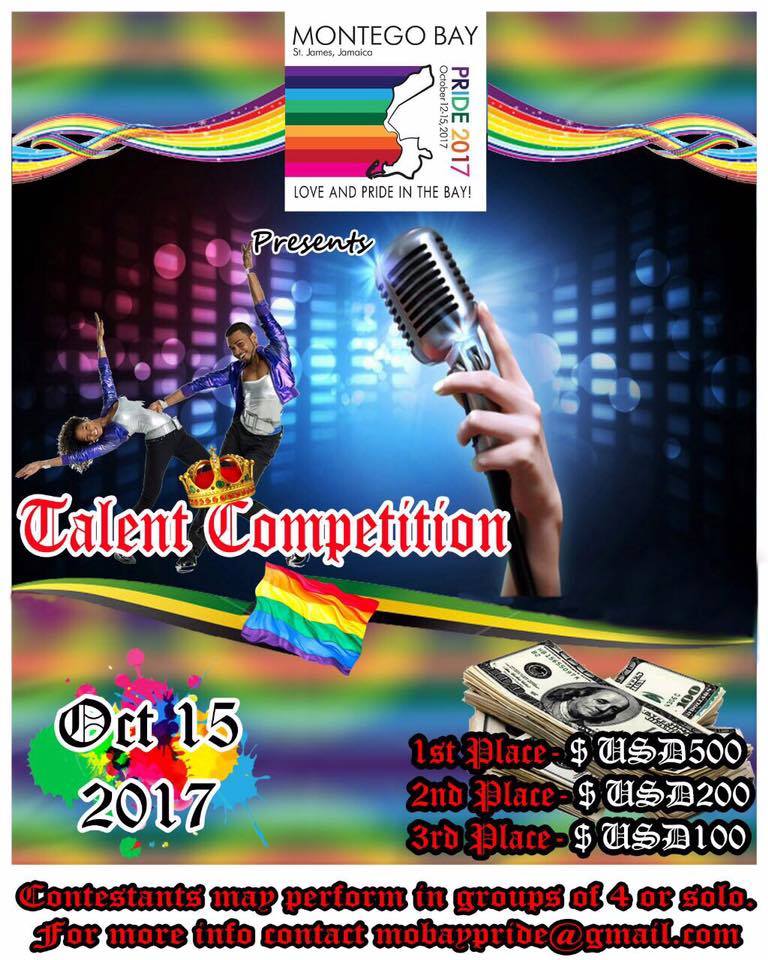 Poster for Montego Bay Pride's inaugural talent show. (Photo courtesy of Maurice Tomlinson via Facebook)