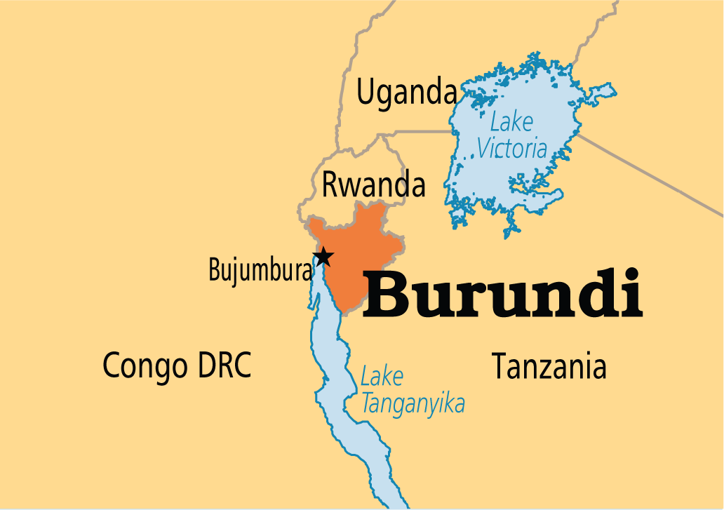 Map of Burundi and neighboring countries. (Map courtesy of Operation World)