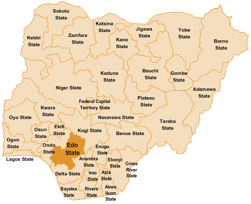 Location of Edo State in Nigeria. (Map courtesy of The Nation)