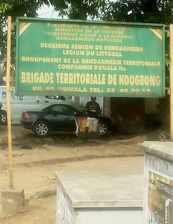 Sign for the Ndogbong gendarmerie. (Photo by Jacks Oke)