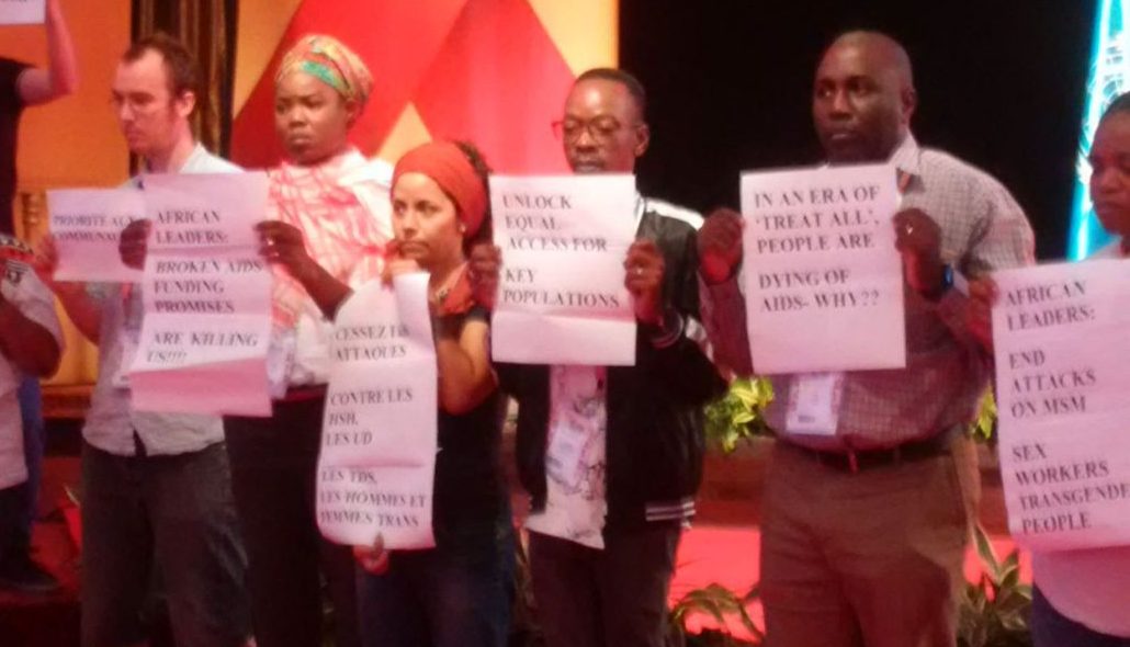 Civil society protest at ICASA 2017. (Allan Maleche photo courtesy of Meg Davis)