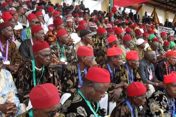 A gathering of traditional chiefs in Nigeria.