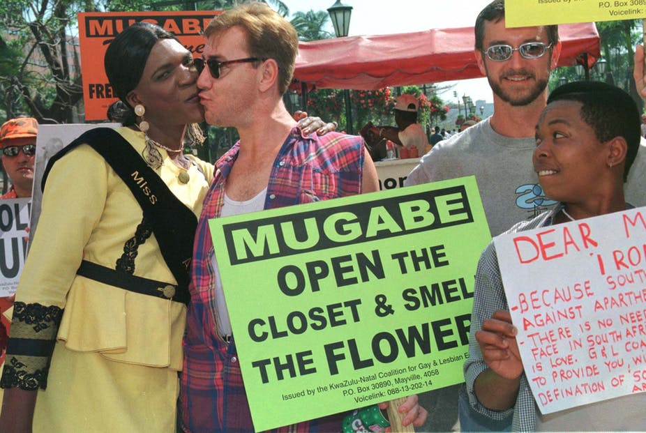 Protesting against Zimbabwe's homophobia. (Juda Ngwenya photo courtesy of Reuters and The Conversation)
