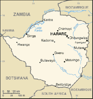 Bulawayo is located in southwest Zimbabwe. (Map courtesy of Gameo)