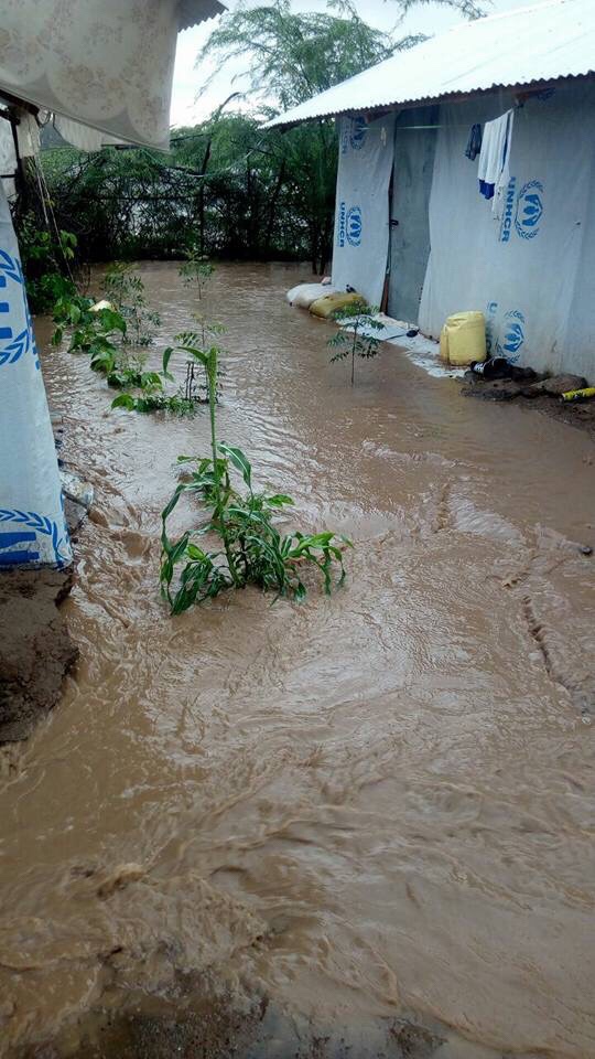 Flooding in the LGBTI section of Kakuma Camp in Kenya. (Photo courtesy of Moses Mbazira)