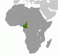 The location of Cameroon in west-central Africa.