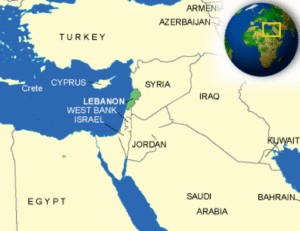 Lebanon's location in the Middle East. (Map courtesy of CountryReports.org)