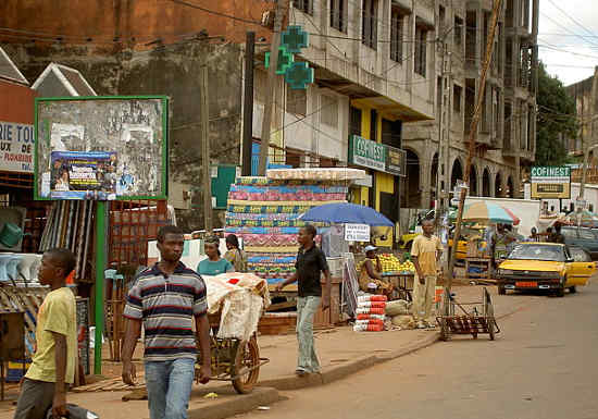 Yaounde street scene like the location where two alleged homosexuals recently underwent a beating. (Photo from multiple online sources)