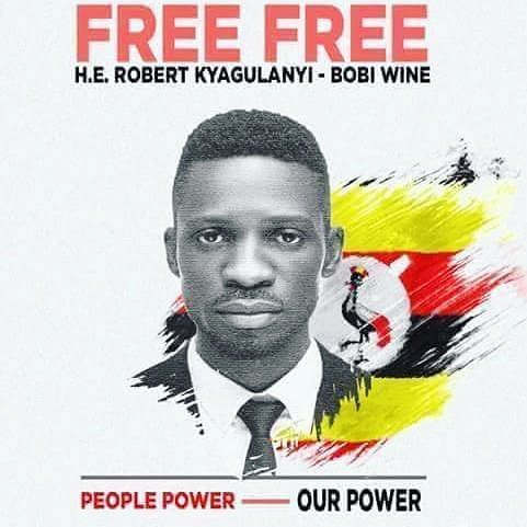 Poster seeks the release of Bobi Wine (Ugandan member of parliament Robert Kyagulanyi)