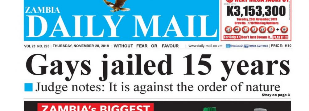 The 15-year sentence was Page 1 news in Zambia.