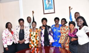 An example of earlier consultations between politicians and Ugandans living with HIV: Parliament Speaker Rebecca Kadaga (5th from left) meets a delegation of people living with HIV/AIDS in Kampala led by the National Forum of People Living with HIV/AIDS Networks in Uganda.