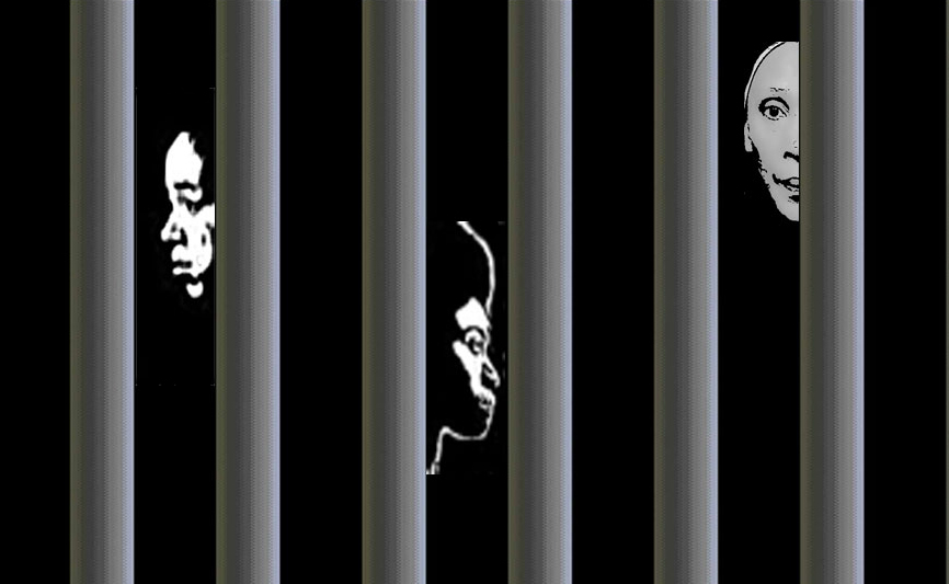 Image of three women behind bars represents the two lesbians and one trans woman being helped by the Not Alone Project.