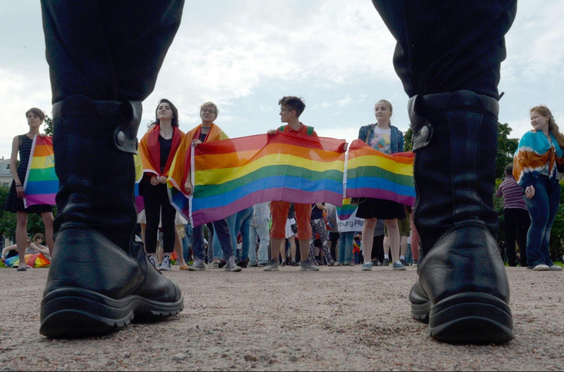 Homophobia is far from new in Russia, but recent repression means that scenes like this 2017 LGBT rights protests are no longer seen. 