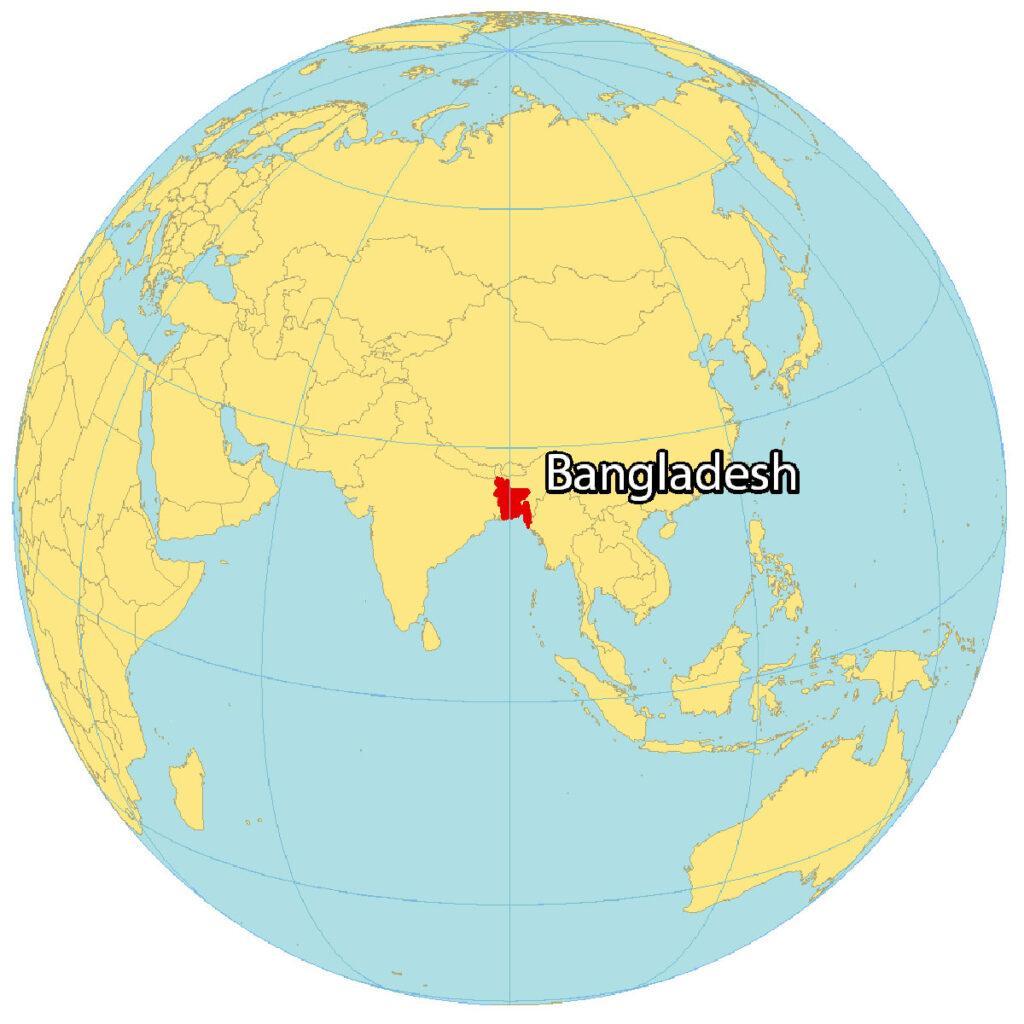 Location of Bangladesh in South Asia. (Map courtesy of GISgeography)