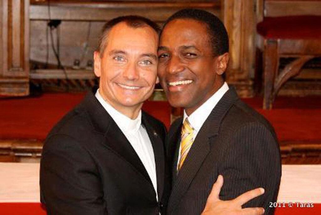 Portrait of newlyweds Tom Decker (left) and Maurice Tomlinson (right). (Photo courtesy of Maurice Tomlinson)