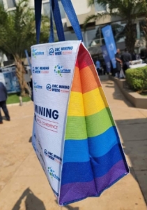 This gift bag distributed at DRC Mining Week sparked homophobic discord (@rkitsita on Twitter)