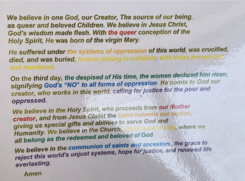 The creed of Kenya's secret LGBT-friendly church. (Photo courtesy of the BBC)