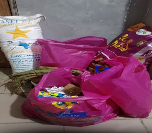 These groceries were delivered to Martha and Sally in Bafoussam Prison in October 2023. (Photo courtesy of SOS Solidarity)