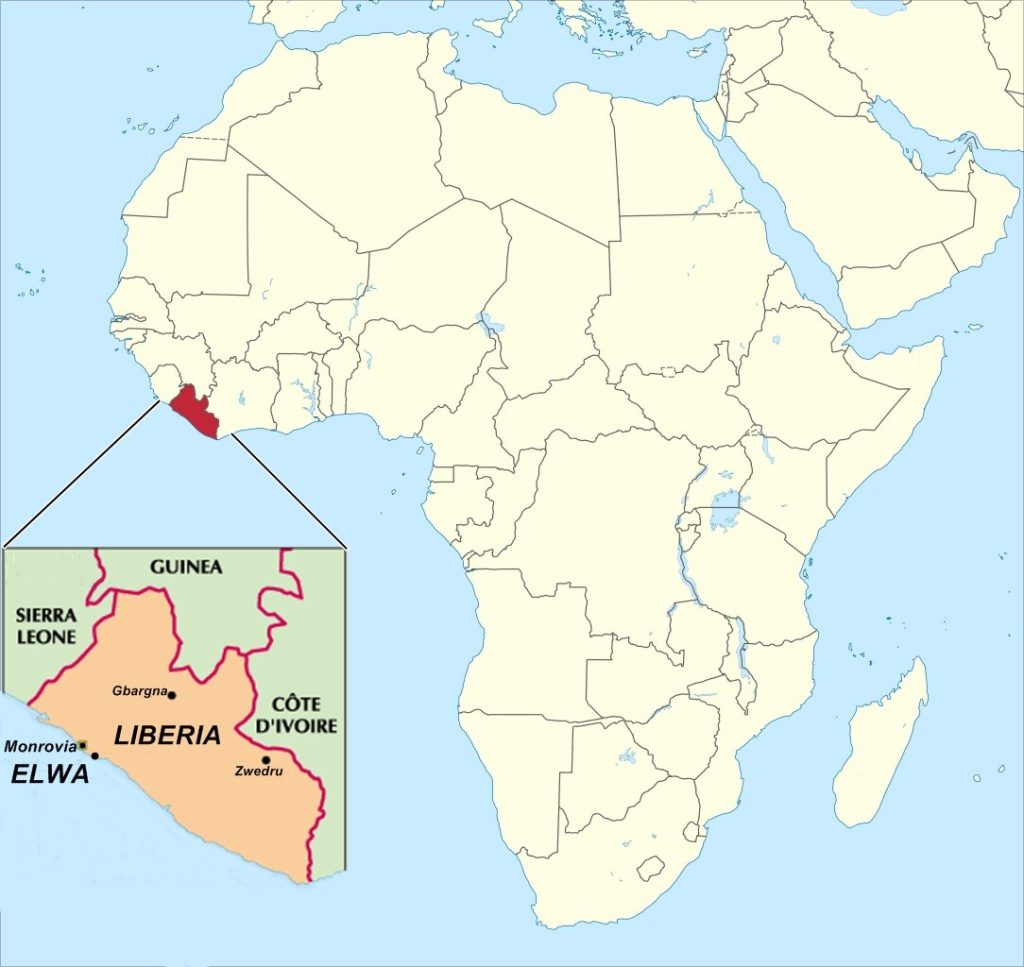 Location of Liberia in West Africa (Map courtesy of OurCityForest.org)