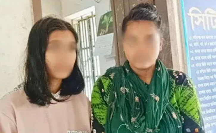 Bangladesh lesbian teenagers Arohi and Ritu (Photo courtesy of JMBF)