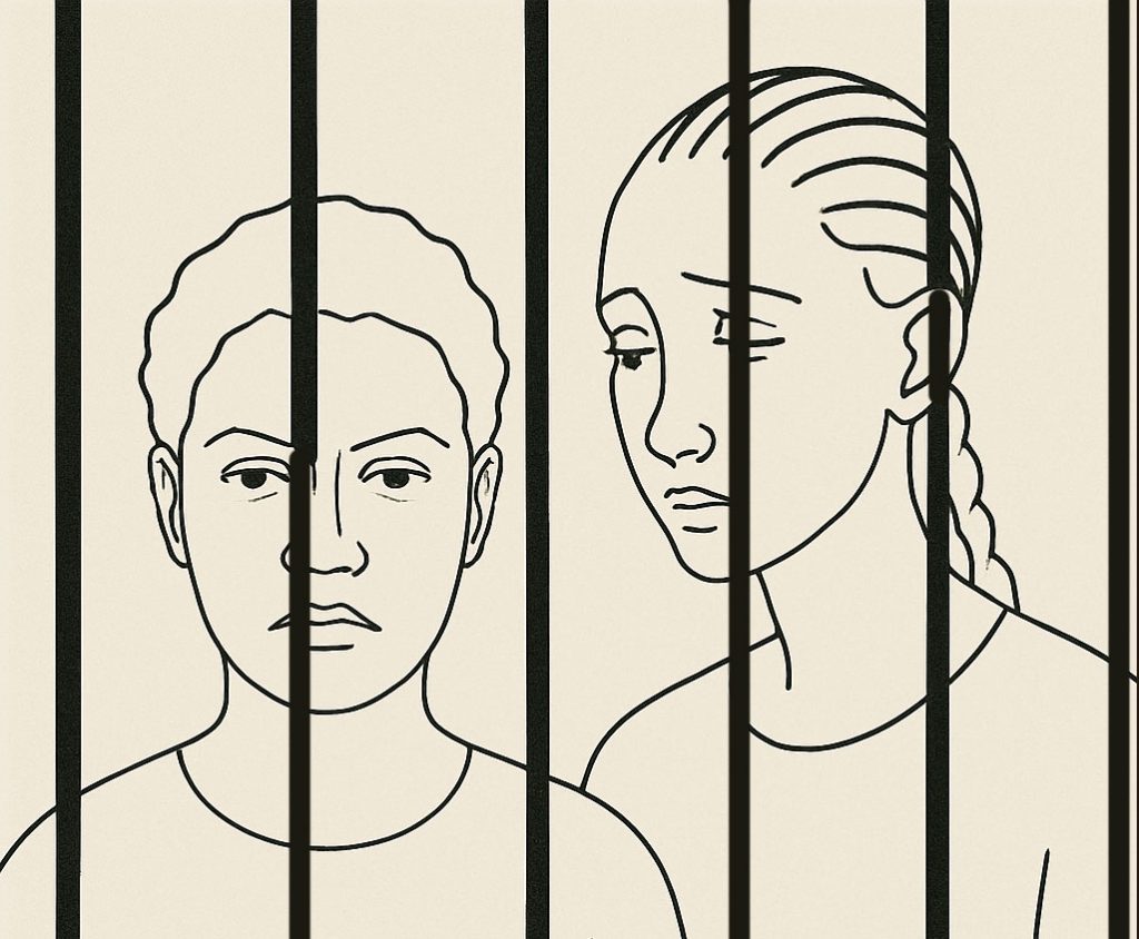 This illustration of imprisoned Cameroonian lesbians Fleur and Wanda was created using PhotoShop and ChatGPT.