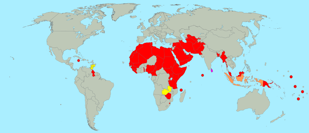 Map of 64 countries that criminalize homosexuality
