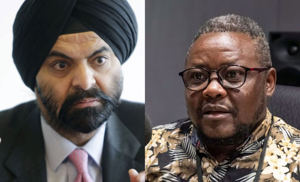 World Bank President Ajay Banga (left) and Ugandan LGBTQ rights activist Pepe Onziema (right)