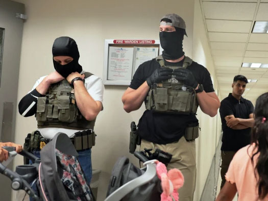 ICE agents at immigration court in New York City on July 23. (Michael M. Santiago photo courtesy of Getty / MSNBC)