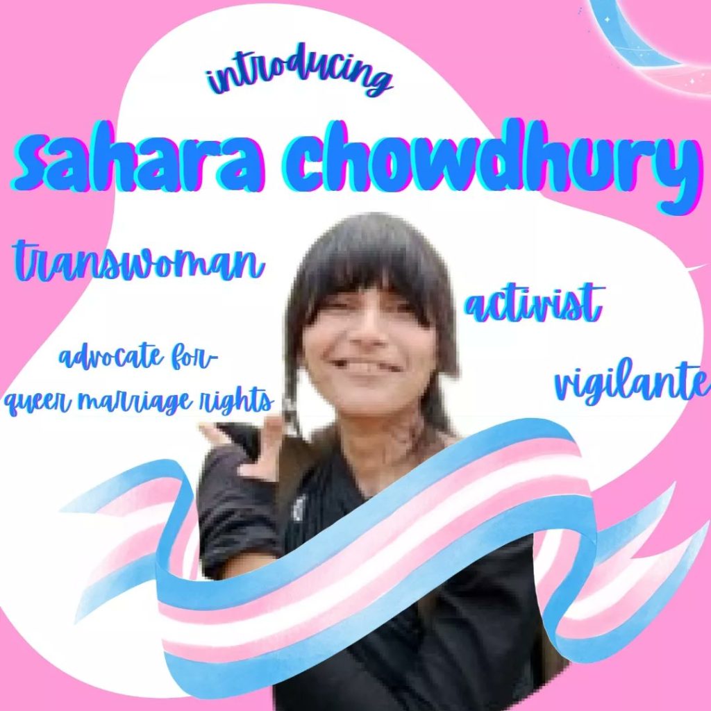 Trans student Sahara Chowdhury was expelled from Sylhet Metropolitan University in Bangladesh after allegedly criticizing transphobic teachers at other schools. (Photo illustration courtesy of @nonamehash3 on X)