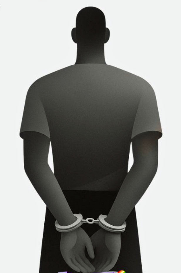 Illustration of extortioner who preyed on Uganda's LGBTQ+ community by Kuchu Times.