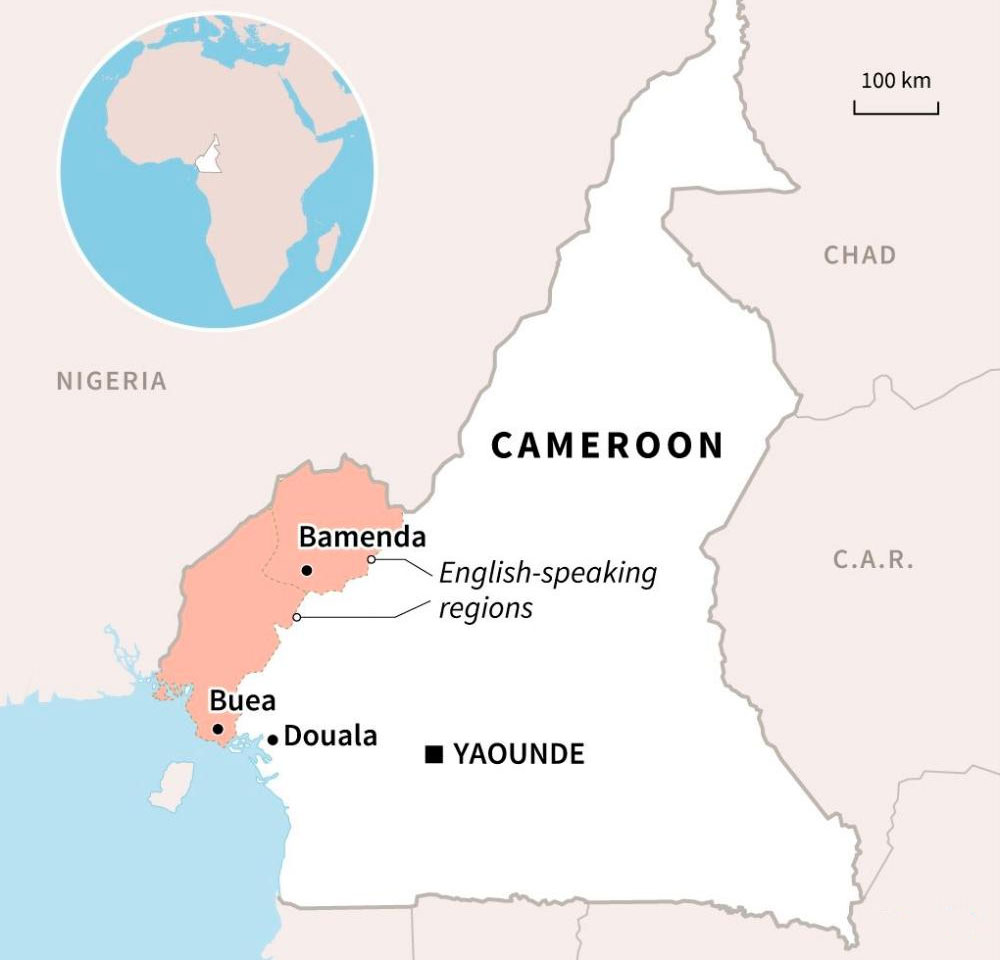Anglophone regions of Cameroon. (Map courtesy of AFP)