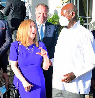 Sharon Slater, president of Family Watch International, meets with Ugandan President Yoweri Museveni in April 2023. (Photo courtesy of X)