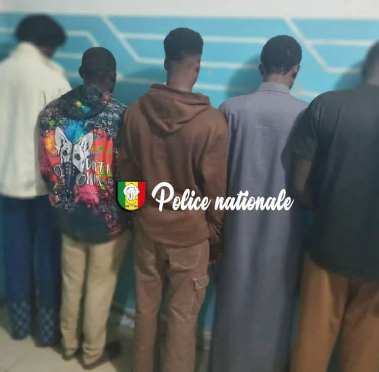 Senegal police released this photo of the five men arrested in Thiès.