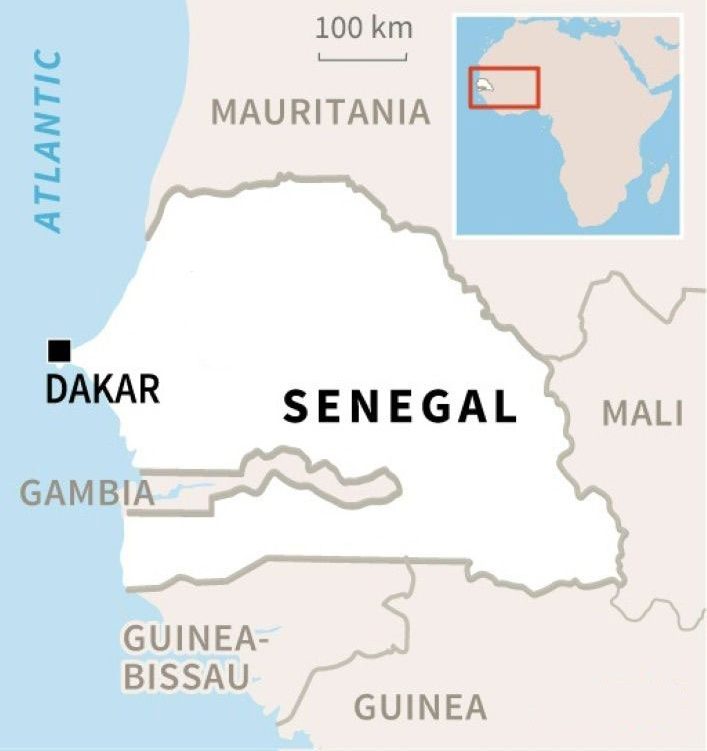 Map of Senegal shows the capital, Dakar. (Map courtesy of AFP)